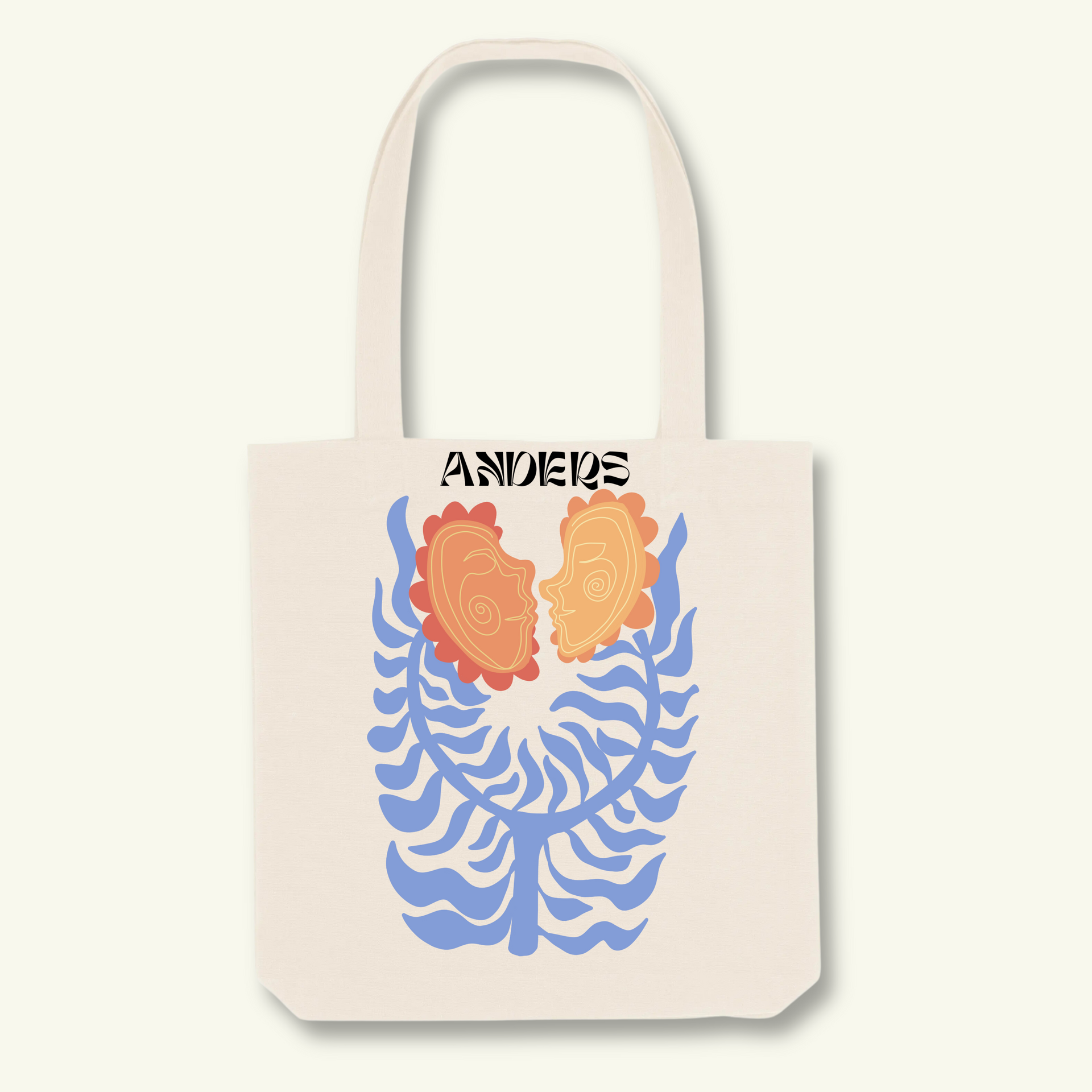 kissing tote bag natural