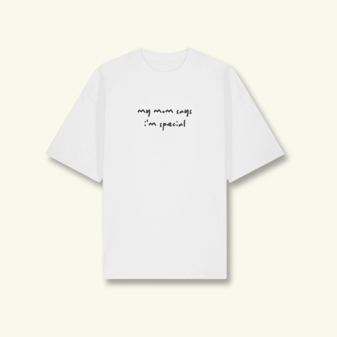 unisex mom tee white
