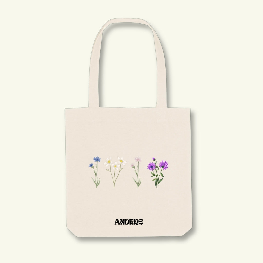 flower tote bag natural